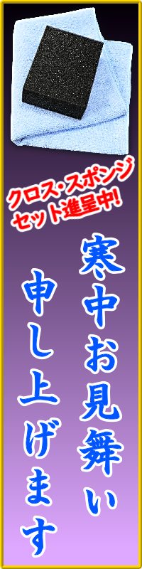 ハイブリッドナノガラスからの寒中お見舞いプレゼント！先着３０名様に極上マイクロファイバークロスと高汎用カーケアスポンジセット進呈